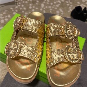 NEW-Sam Edelman Gold Braided Sandals